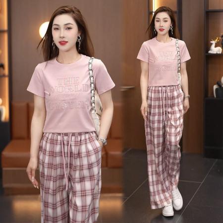 BY21031# 休闲运动服套装夏季新款大码跑步服洋气减龄宽松两件套 服裝批發女裝批發服飾貨源