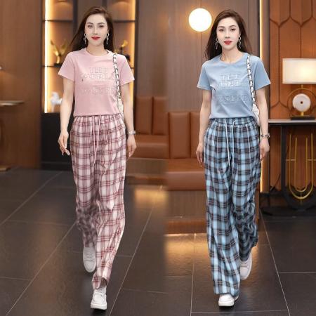 BY21031# 休闲运动服套装夏季新款大码跑步服洋气减龄宽松两件套 服裝批發女裝批發服飾貨源
