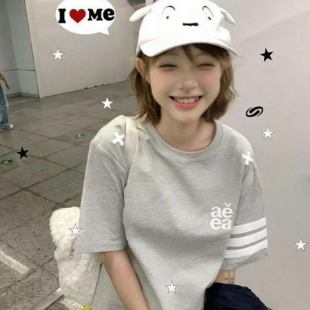 BY21036# 原版刺绣印花内里加贴布后包领夏季新款纯棉短袖T恤 服裝批發女裝批發服飾貨源