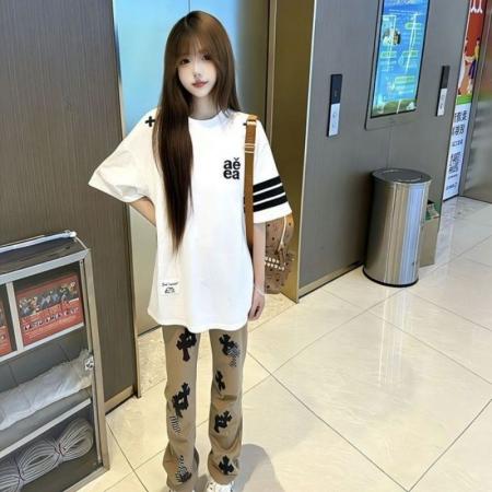BY21036# 原版刺绣印花内里加贴布后包领夏季新款纯棉短袖T恤 服裝批發女裝批發服飾貨源