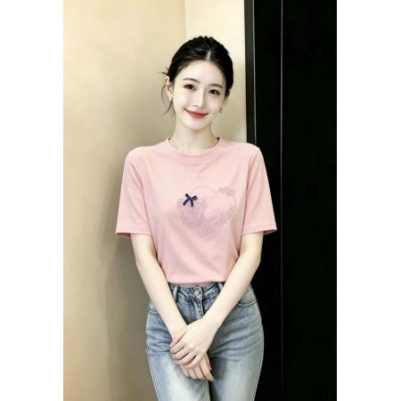 BY21041# 夏新款可爱卡通珠片短袖T恤女宽松显瘦圆领棉质半袖上衣 服裝批發女裝批發服飾貨源