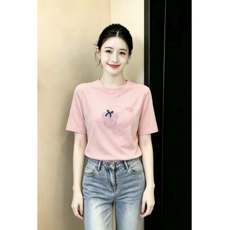 BY21041# 夏新款可爱卡通珠片短袖T恤女宽松显瘦圆领棉质半袖上衣 服裝批發女裝批發服飾貨源