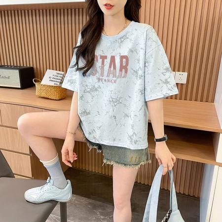 BY21045# 纯棉/后包领/宽松短款扎染时尚上衣 服裝批發女裝批發服飾貨源