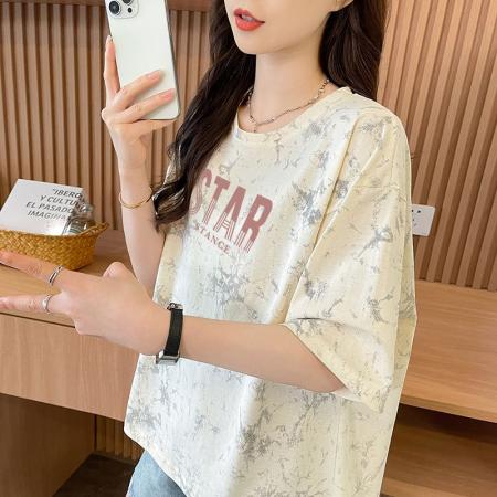 BY21045# 纯棉/后包领/宽松短款扎染时尚上衣 服裝批發女裝批發服飾貨源