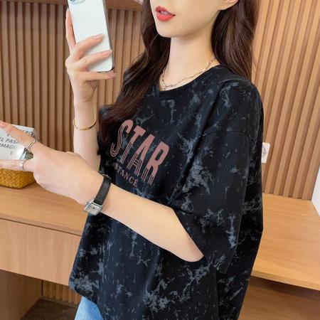 BY21045# 纯棉/后包领/宽松短款扎染时尚上衣 服裝批發女裝批發服飾貨源