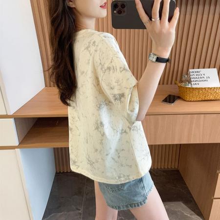 BY21045# 纯棉/后包领/宽松短款扎染时尚上衣 服裝批發女裝批發服飾貨源