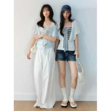 BY21081# 原创莱赛尔韩系天丝蝙蝠抹胸两件套 服裝批發女裝批發服飾貨源