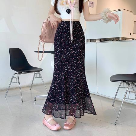 BY21140# 夏碎花雪纺包臀半身裙女新款韩系甜美气质显瘦鱼尾裙子 服裝批發女裝批發服飾貨源
