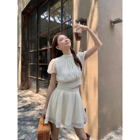 BY21176# 风仙女套装裙温柔法式今年流行漂亮套装裙短袖连衣裙 服裝批發女裝批發服飾貨源