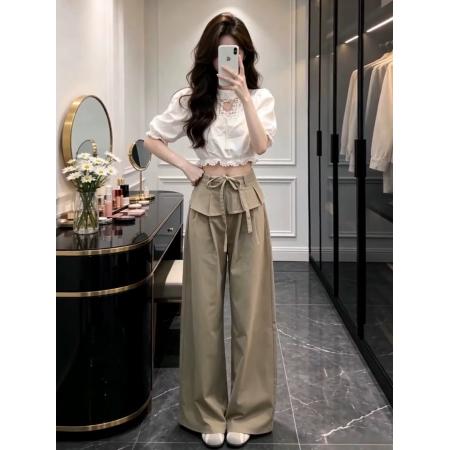BY21186# 新款早春独特设计感短袖衬衫上衣女装初夏绝美休闲裤套装穿搭 服裝批發女裝批發服飾貨源