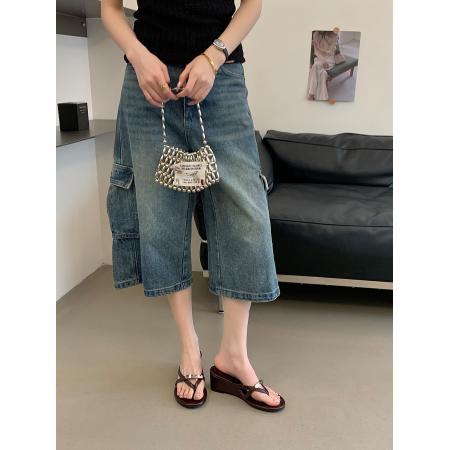 X-33259# 夏季新品5CM坡跟拖鞋细带夹趾金属扣人字拖女凉拖外35-40 女鞋批发鞋子货源