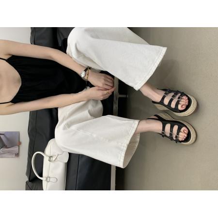 X-33267# 露思同款厚底麻绳搭扣凉鞋女夏季新款休闲女鞋35-40 女鞋批发鞋子货源