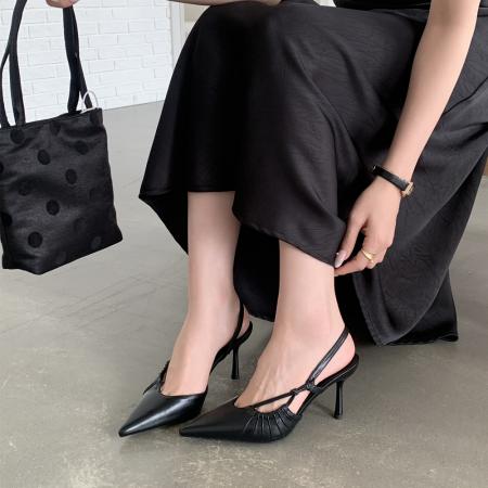 X-33288# 包头凉鞋女尖头一字带气质时尚夏季显瘦单鞋高跟鞋凉鞋 女鞋批发鞋子货源