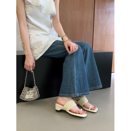 X-33307# 新款韩版百搭粗跟拖鞋。 女鞋批发鞋子货源