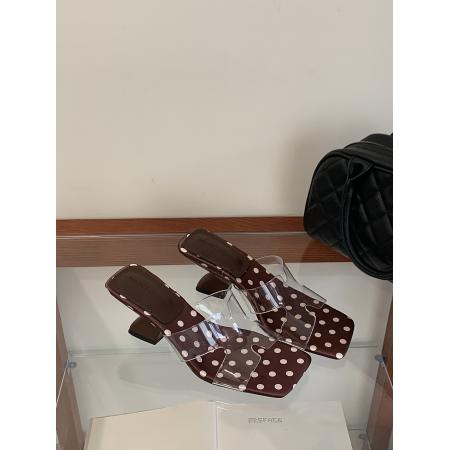 X-33327# 小众凉鞋夏季新款时尚波点粗跟气质简约凉拖鞋 女鞋批发鞋子货源