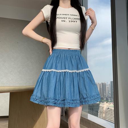 BY21274# 夏季新款高腰显瘦纯棉天丝牛仔半身裙 服裝批發女裝批發服飾貨源