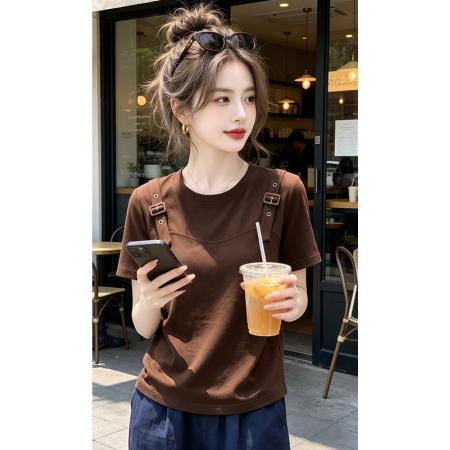 BY21337# 韩国外贸新款大码设计短袖T恤女夏新款时尚休闲圆领上衣 服裝批發女裝批發服飾貨源
