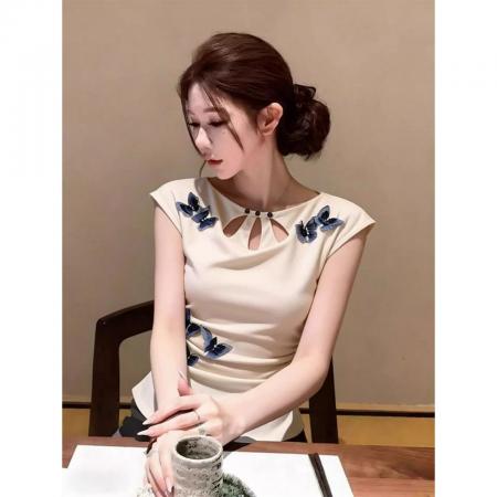 BY21351# 随心裁莫代尔设计感镂空蝴蝶短袖T恤夏季新款 服裝批發女裝批發服飾貨源
