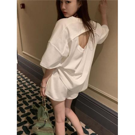 BY21363# 鱼鳞棉运动套装女夏季学生韩版宽松时尚短袖短裤休闲两件套 服裝批發女裝批發服飾貨源