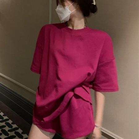 BY21363# 鱼鳞棉运动套装女夏季学生韩版宽松时尚短袖短裤休闲两件套 服裝批發女裝批發服飾貨源