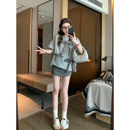 BY21370# 纯棉立体装饰可拆卸300斤短袖t恤女重工设计感 服裝批發女裝批發服飾貨源