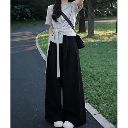 BY21387# 初夏独特绝美灰色上衣两件套装女夏季新款超火一整套ootd穿搭 服裝批發女裝批發服飾貨源