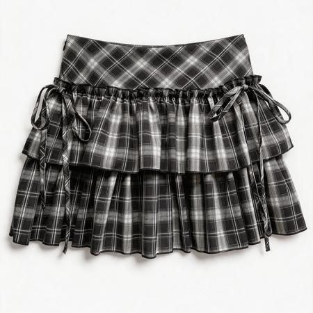 BY21451# 春夏新款学院风格子a字百褶裙女小个子jk半身裙短裙子 服裝批發女裝批發服飾貨源