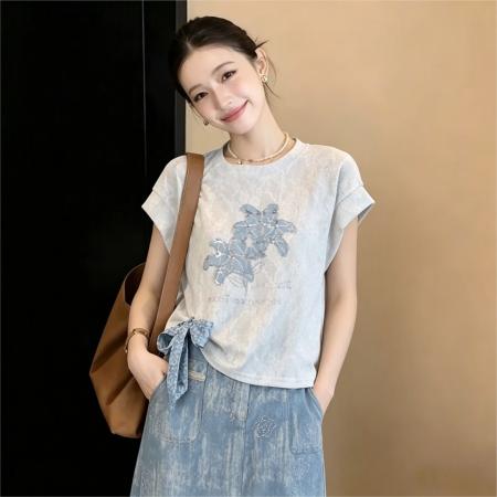 BY21461# 法式温柔衬衣休闲百搭短袖衬衫女夏季通勤显瘦上衣 服裝批發女裝批發服飾貨源