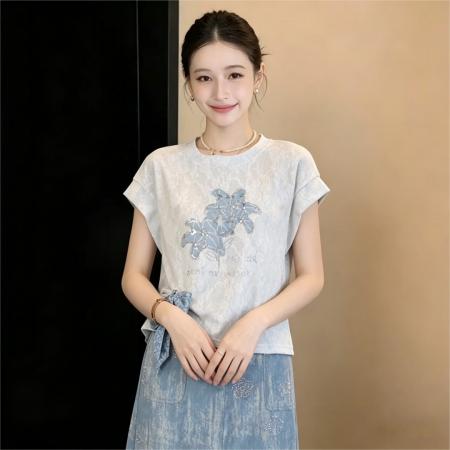 BY21461# 法式温柔衬衣休闲百搭短袖衬衫女夏季通勤显瘦上衣 服裝批發女裝批發服飾貨源