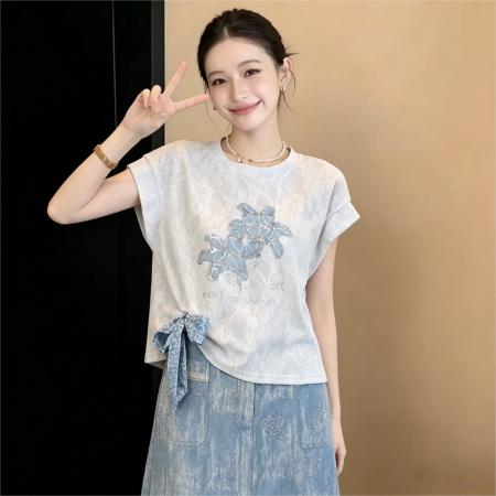BY21461# 法式温柔衬衣休闲百搭短袖衬衫女夏季通勤显瘦上衣 服裝批發女裝批發服飾貨源