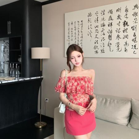 BY21498# 显瘦轻奢女神夏季法式网红小众设计感上衣半裙套装 服裝批發女裝批發服飾貨源