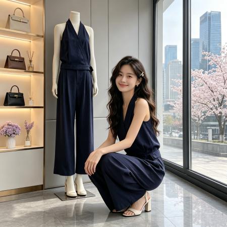 BY21629# 松弛通勤莱赛尔上衣阔腿裤两件套女简约高级套装  服裝批發女裝批發服飾貨源