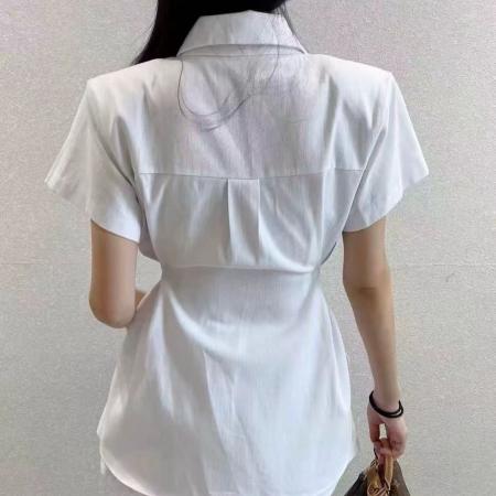 BY21649# 韩版新款收腰显瘦短袖仿牛仔衬衫气质＋短裙内有短裤套装两件套  服裝批發女裝批發服飾貨源