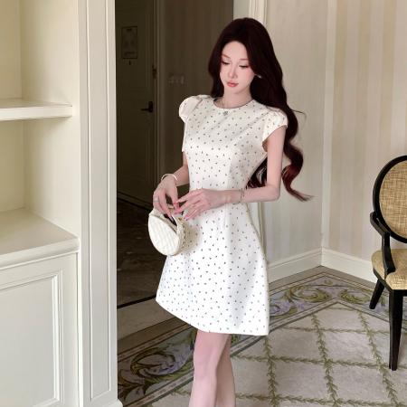 实体品质简约大方夏季小个子高级感连衣裙法式复古显瘦裙子  服裝批發女裝批發服飾貨源