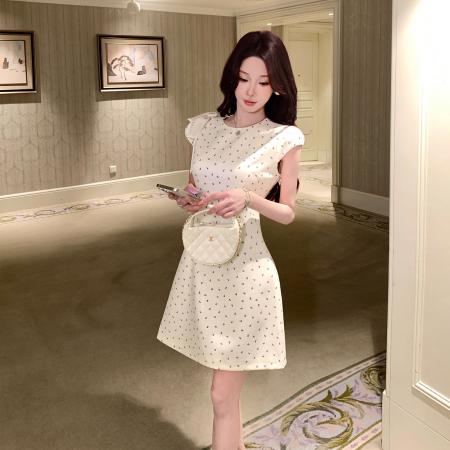 BY21652# 实体品质简约大方夏季小个子高级感连衣裙法式复古显瘦裙子  服裝批發女裝批發服飾貨源