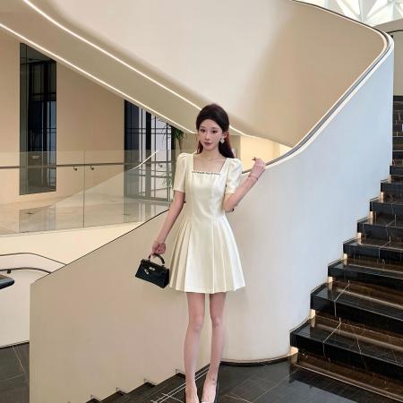 BY21653# 实体品质miu系千金感连衣裙法式赫本风收腰气质小礼服短裙  服裝批發女裝批發服飾貨源