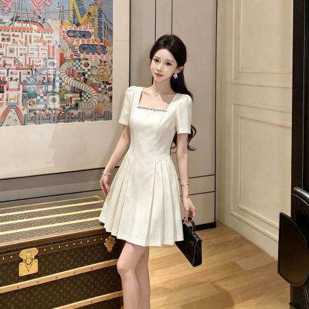BY21653# 实体品质miu系千金感连衣裙法式赫本风收腰气质小礼服短裙  服裝批發女裝批發服飾貨源