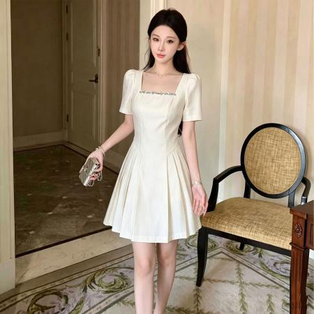 BY21653# 实体品质miu系千金感连衣裙法式赫本风收腰气质小礼服短裙  服裝批發女裝批發服飾貨源