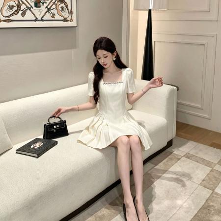 BY21653# 实体品质miu系千金感连衣裙法式赫本风收腰气质小礼服短裙  服裝批發女裝批發服飾貨源