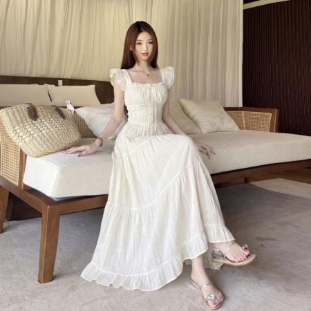 BY21713# 晚秋法式海边度假风吊带大码连衣裙夏季新款女装夏日小裙子  服裝批發女裝批發服飾貨源