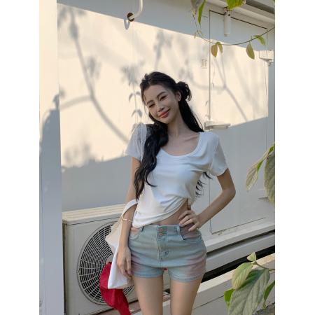 BY21882# 甜酷美式辣妹弹力牛仔短裤女百搭休闲热裤潮 服裝批發女裝批發服飾貨源