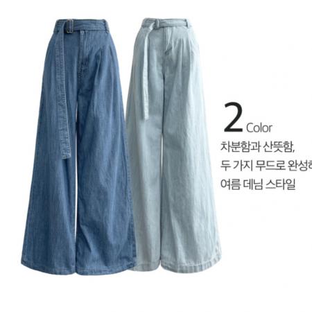 BY21904# 腰部拼接配本色腰带休闲阔腿裤夏季 服裝批發女裝批發服飾貨源