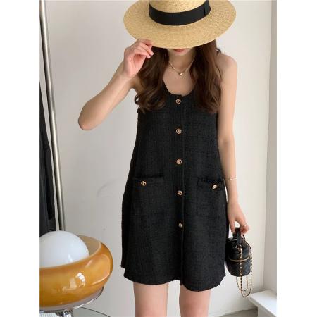 BY21953# 韩国ins夏季新款小香风重工立体流苏设计背心连衣裙短裙女 服裝批發女裝批發服飾貨源