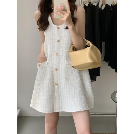 BY21953# 韩国ins夏季新款小香风重工立体流苏设计背心连衣裙短裙女 服裝批發女裝批發服飾貨源