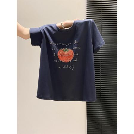 BY21962# ins风烫钻字母短袖t恤女夏季新款宽松显瘦甜美减龄百搭上衣潮 服裝批發女裝批發服飾貨源