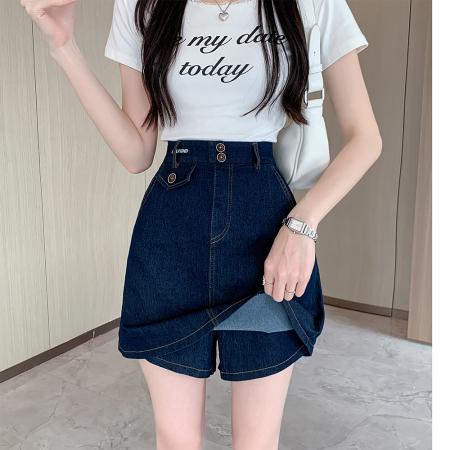 BY22018# 大码女装夏款牛仔短裙裤胖MM休闲A字裙遮胯显瘦短裤 服裝批發女裝批發服飾貨源