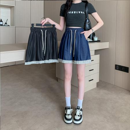 BY22021# 夏款大码女装天丝牛仔五分短裙裤胖MM宽松阔腿韩版牛仔热裤 服裝批發女裝批發服飾貨源