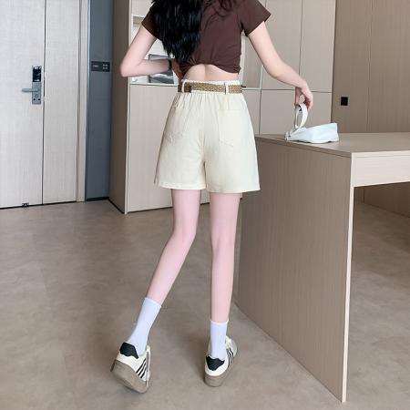 BY22022# 大码女装休闲宽松型单排扣夏季新款弹力高腰裙裤 服裝批發女裝批發服飾貨源