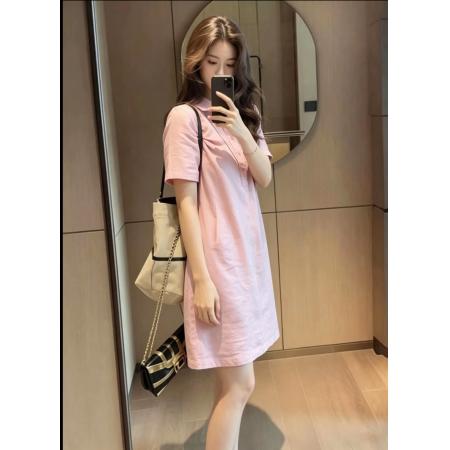 BY22136# 大码女装Polo领短袖休闲连衣裙新款流行爆款巨好看中长款裙子 服裝批發女裝批發服飾貨源