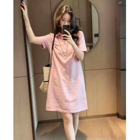 BY22136# 大码女装Polo领短袖休闲连衣裙新款流行爆款巨好看中长款裙子 服裝批發女裝批發服飾貨源